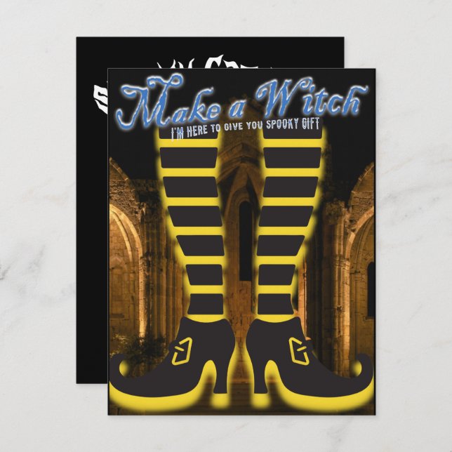 Convite Mágico bruxa Mikitiez Halloween fullmoon (Frente/Verso)