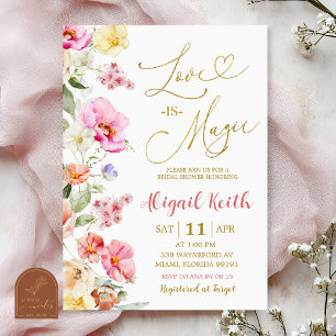 Convite Mágico de Amor Floral Colorido de Primaver