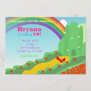 Convite Mágico de OZ Sapatos Esmeralda Festa de Aniversári