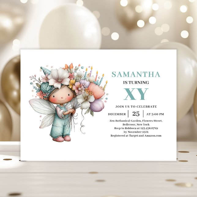 Convite Mágico Fofo de 2º Aniversário da Menina Fa (Whimsy Fairy Girl 2nd Birthday Cute Magical invitation)