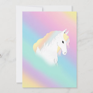 Convite Mágico Pastel Rainbow White Horse Girly Pink  