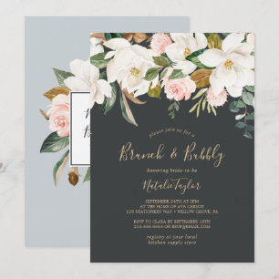 Convite Magnésia Elegante  Brunch preto-e-branco e espuma