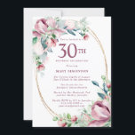 Convite Magnética Inglesa Magnética aniversário de 30 anos<br><div class="desc">O modelo Elegante do Convite de festas aniversário de 30 anos apresenta uma estrutura dourada e dois arranjos de rosas cor-de-rosa embebidas. Todo o texto é editável. Este item faz parte da Exquisite Pink Mauve Floral Collection. Ele contém modelos que você pode usar para criar um conjunto de convites exclusivo...</div>