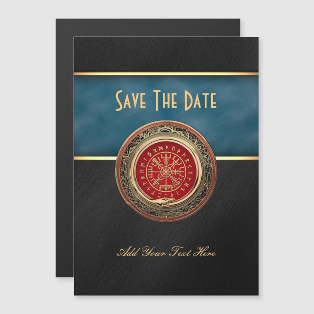 Convite Magnético [100] Vegvisir - Bússola Dourada Mágica (Frente/Verso)