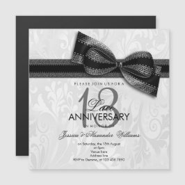 Convite Magnético 13º Aniversário de Casamento de Renda Damask e Laç