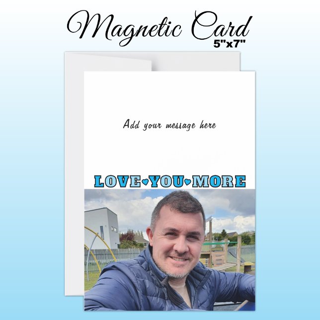 Convite Magnético 1 photo add text love you blue magnetic card (Criador carregado)