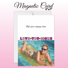Convite Magnético 1 photo add text love you pink magnetic card