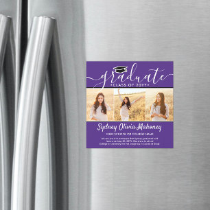 Convite Magnético 3 Anúncio de Graduação Magnética Púrpura Foto