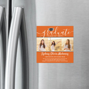 Convite Magnético 3 Foto: Anúncio de Graduação Magnética Laranja Lar