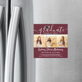 Convite Magnético 3 Foto: Anúncio de Graduação Magnética Maroon