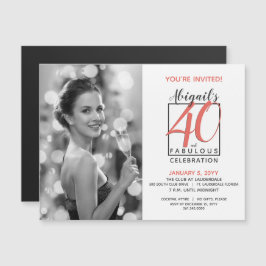Convite Magnético 40 e Fabulosa (Qualquer Aniversário) Celebração 🎂