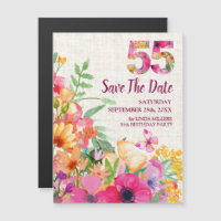 55 anos Floral Linen 55º aniversário Salvar a data