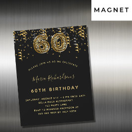 Convite Magnético 60º aniversário do luxo do padrão-leopardo de ouro