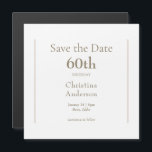 Convite Magnético 60º aniversário Salvar a data<br><div class="desc">60º Aniversário Guarde a Data. Simples e Moderno. Fonte simples. Dourado texto.</div>
