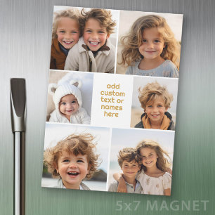 Convite Magnético 6 Colagem de Fotos Minimalista - ímã branco e dour