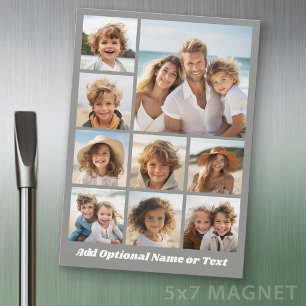 Convite Magnético 9 Colagem Quadrada de Fotos - ímã com texto branco