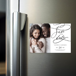 Convite Magnético A Caligrafia Romântica Florea Foto Salva a Data