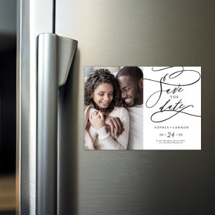 Convite Magnético A Caligrafia Romântica Florea Foto Salva a Data