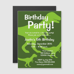 Convite Magnético A Festa de aniversário do tema do dinossauro do g