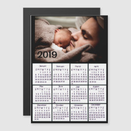 Convite Magnético Adicionar uma foto a este calendário preto 2019