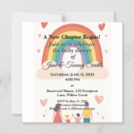 Convite Magnético Adoção do Chá de fraldas Arco-Íris