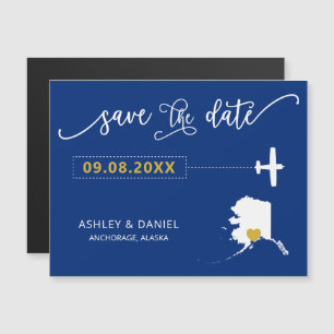 Convite Magnético Alaska Wedding Save the Date Card, Map