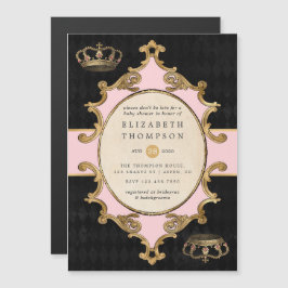 Convite Magnético Alice rosa e Dourada no Chá de fraldas da Terra da