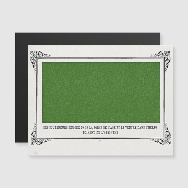 Convite Magnético Alphonse Allais, April Fools, Green, Abstrato Art (Frente/Verso)