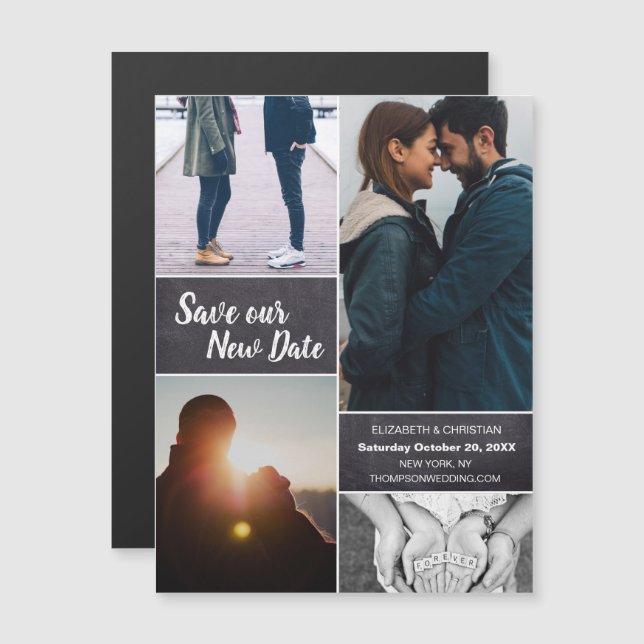 Convite Magnético Alterar a data Salvar nossa nova data Foto de casa (Frente/Verso)