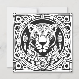 Convite Magnético Ancient Mayan Style Jaguar Warrior Tribal Mask Art