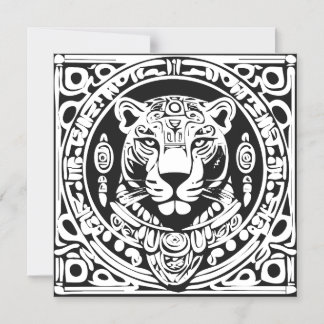 Convite Magnético Ancient Mayan Style Jaguar Warrior Tribal Mask Art