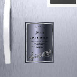 Convite Magnético Aniversário das notas de prata escura