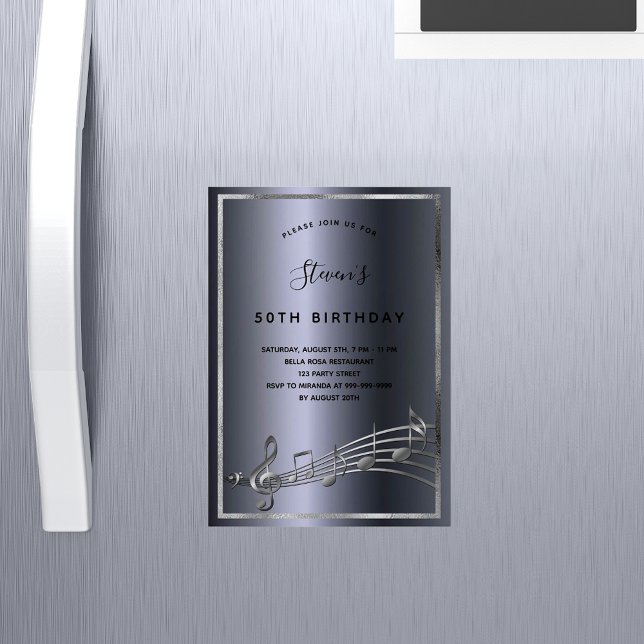 Convite Magnético Aniversário das notas de prata escura (Criador carregado)