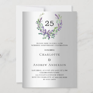 Convite Magnético Aniversário de 25 anos de casamento com florais de