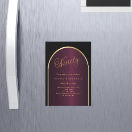 Convite Magnético Aniversário de 90 de luxo do Arco Negro Burgundy