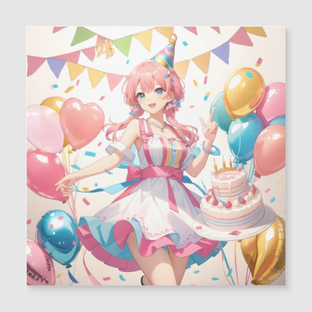 Convite Magnético Aniversário de Anime (Frente)