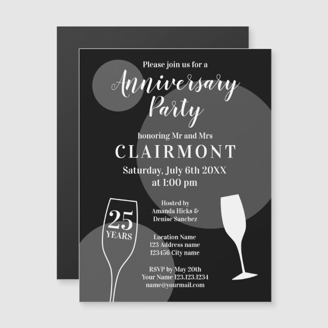 Convite Magnético Aniversário de Casamento de 25 Personalizado (Frente/Verso)