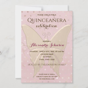Convite Magnético Aniversário de Quinceanera em Rose Gold