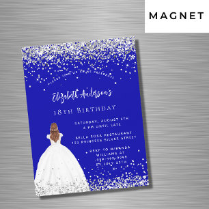Convite Magnético Aniversário do luxo do vestido azul-real de luxo
