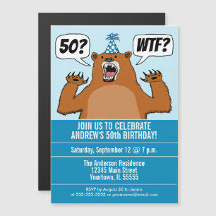 Convite Magnético Aniversário Específico da Idade do Urso do WTF E