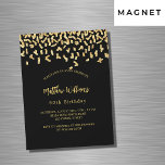 Convite Magnético Aniversário, ouro negro, confete luxo<br><div class="desc">Um moderno,  elegante e convite. Um fundo preto decorado com confete de ouro falso. Personalize e adicione um nome e detalhes.</div>