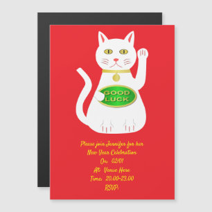 Convite Magnético Ano Novo Chinês Personalizado Por Gatos Orientais