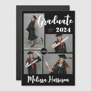 Convite Magnético Anúncio de Colagem de Fotos de Graduado com Logoti