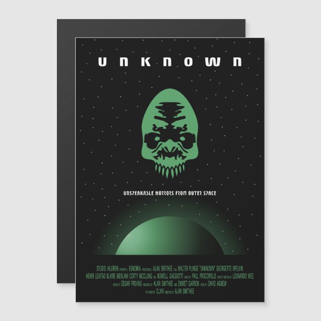 Convite Magnético Anúncio De Filme De Horror Sci-Fi, Desconhecido (Frente/Verso)