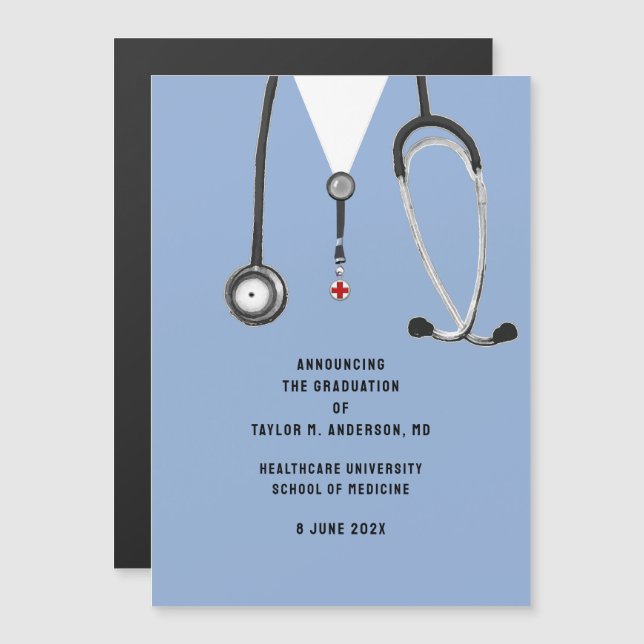 Convite Magnético Anúncio de Formatura da Faculdade de Medicina  (Frente/Verso)