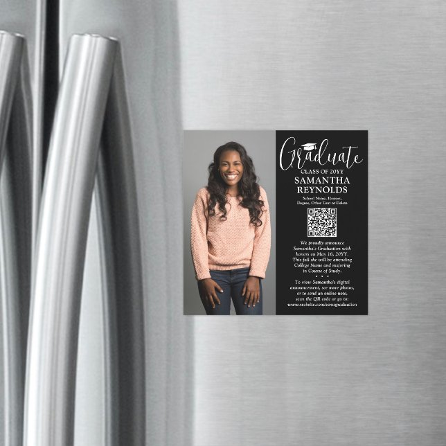 Convite Magnético Anúncio de Foto Magnética Preta para Formatação QR (Criador carregado)