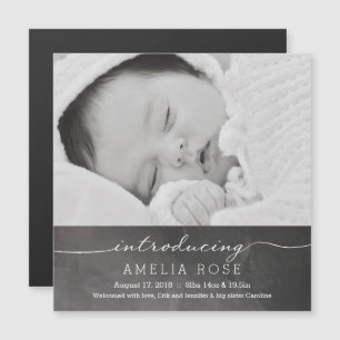 Convite Magnético Anúncio de Foto para Bebê do Cheio Chalkboard