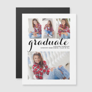Convite Magnético Anúncio de Graduação em Script Moderno 4 Fotos