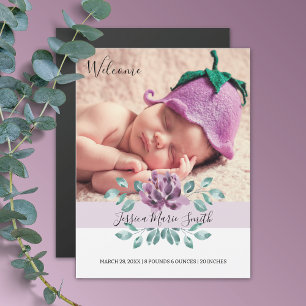 Convite Magnético Anúncio de Nascimento Magnético para Bebê Flores B