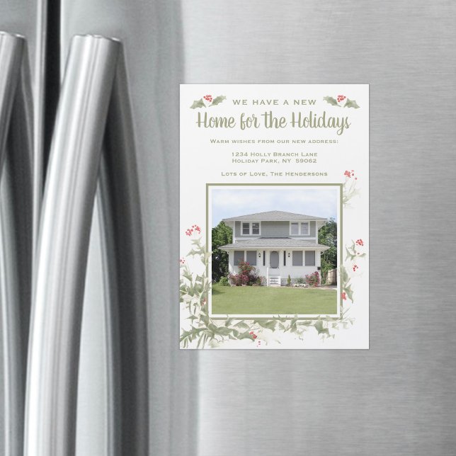 Convite Magnético Anúncio de Novo Endereço de Natal de Foto Magnétic (Criador carregado)